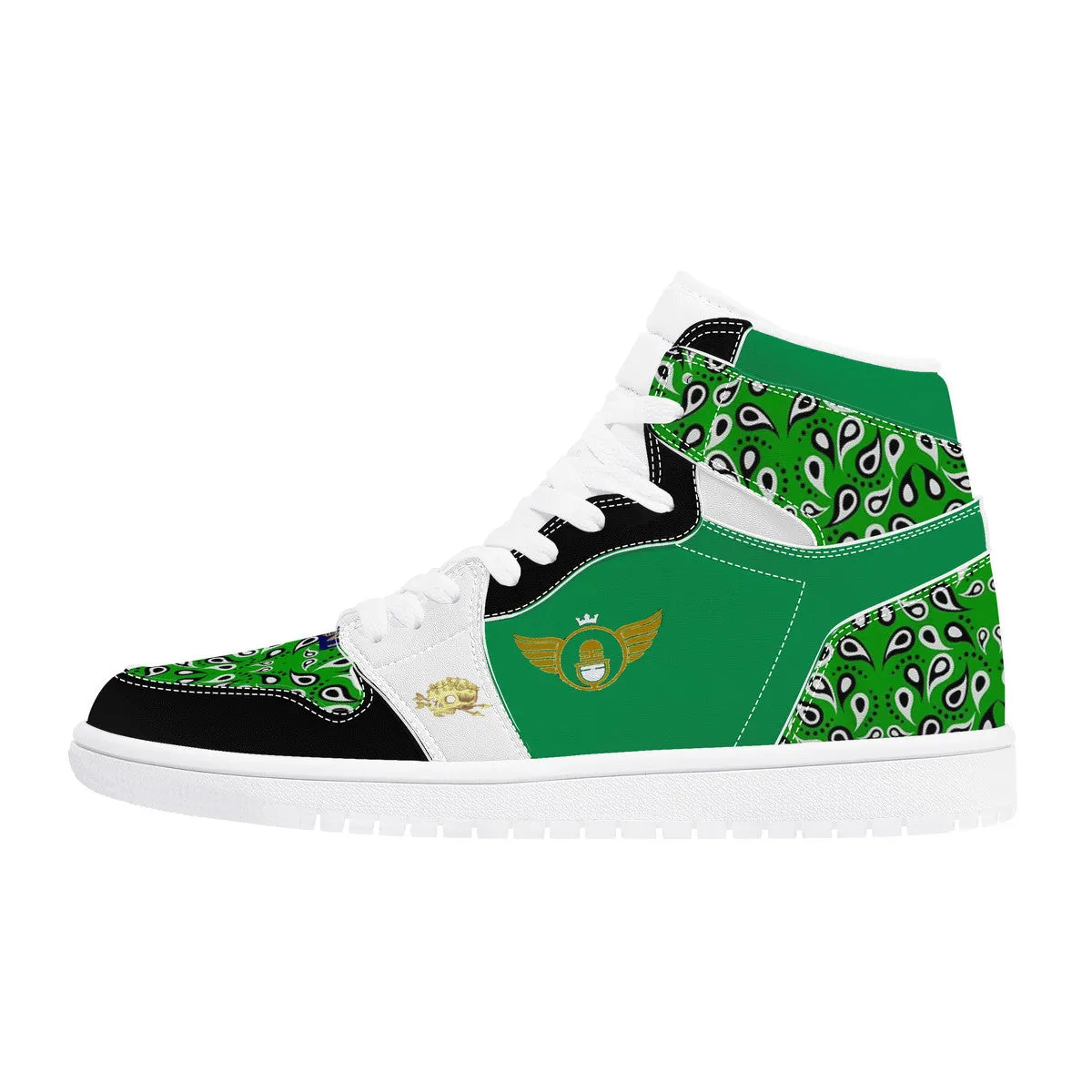 Paisley Gold | Green High Top Customized | Shoe Zero