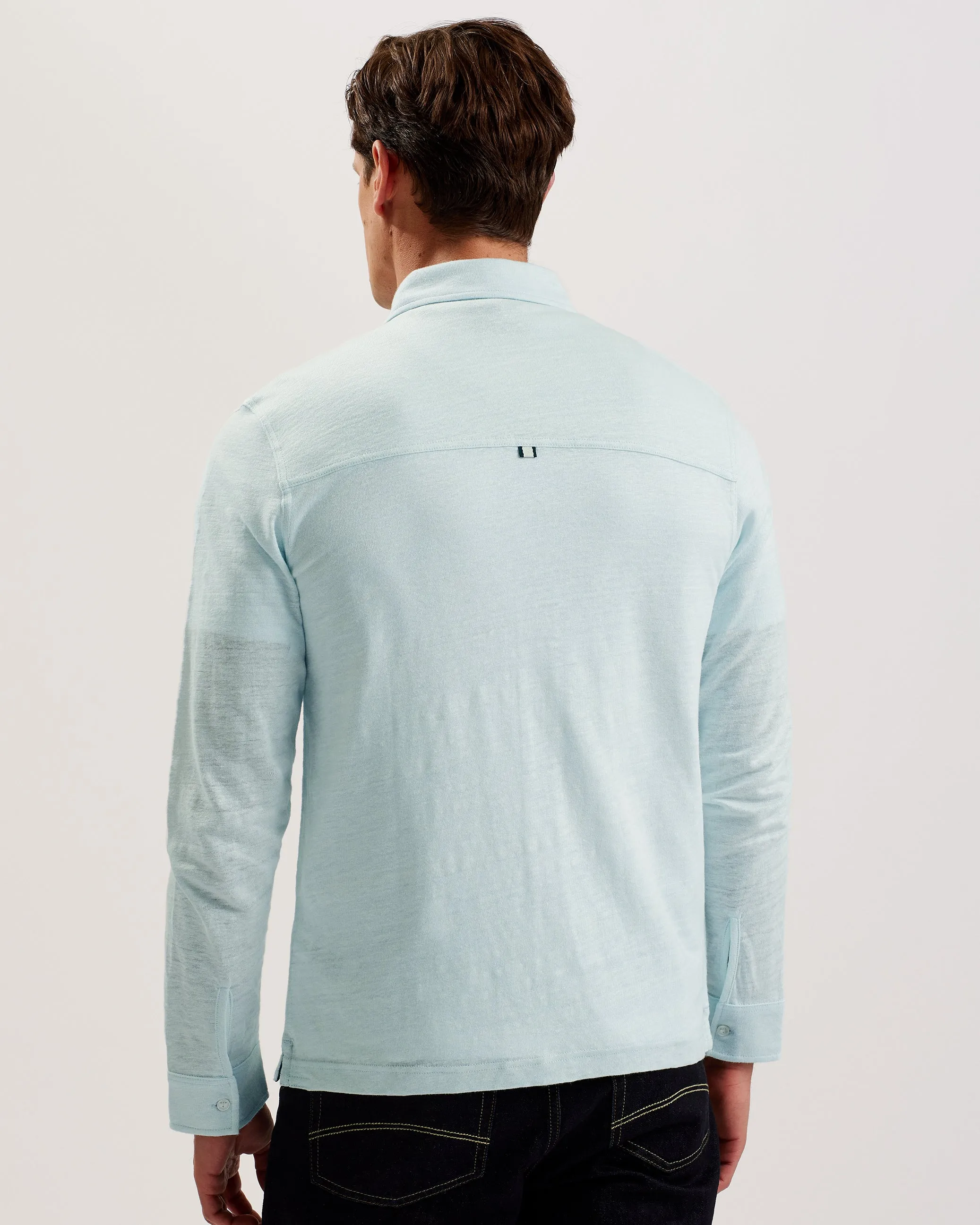 Panly Ls Regular Linen Button Through Pl-Blue