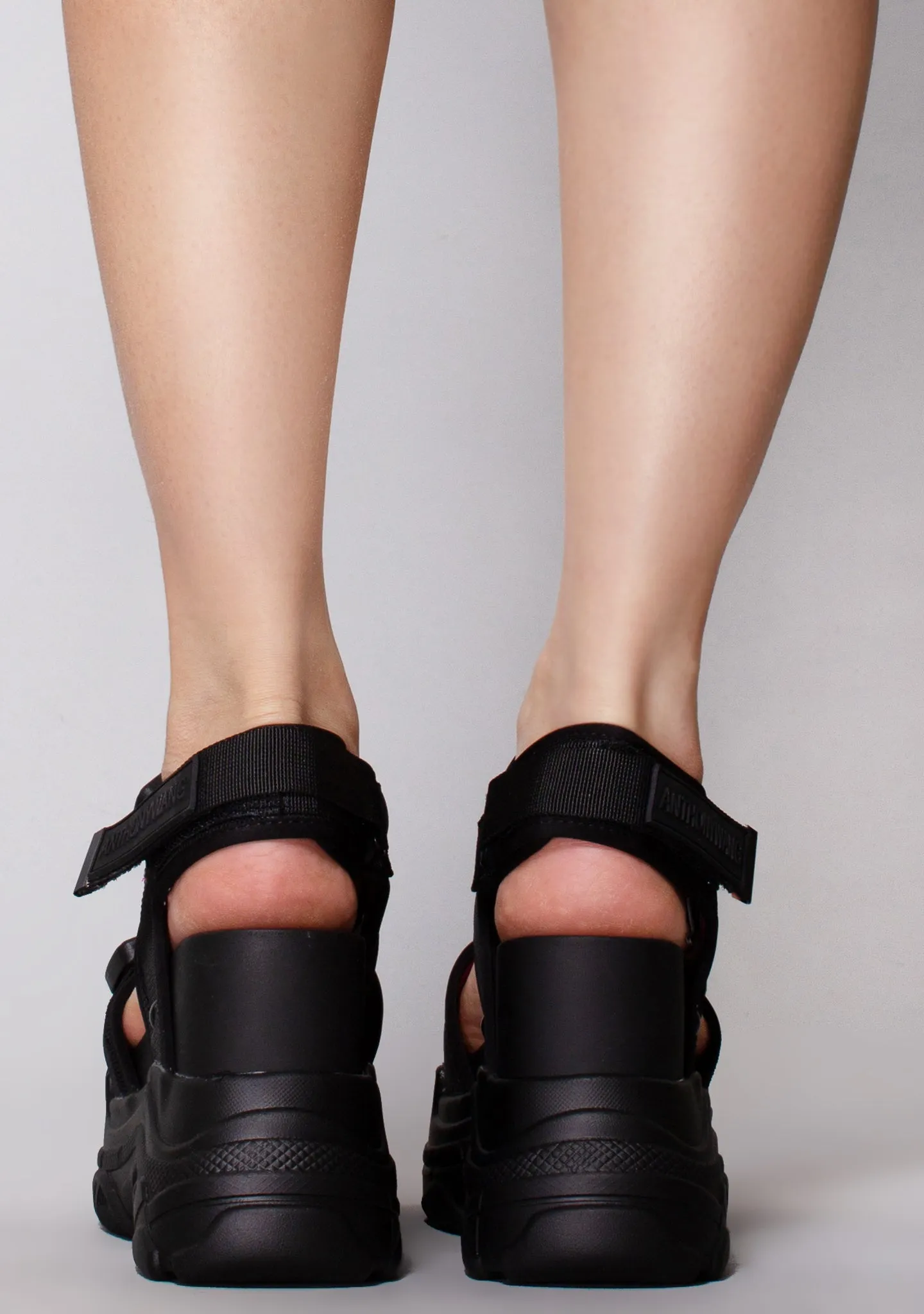 PEACH 02 Black Out Black Platform Sandals