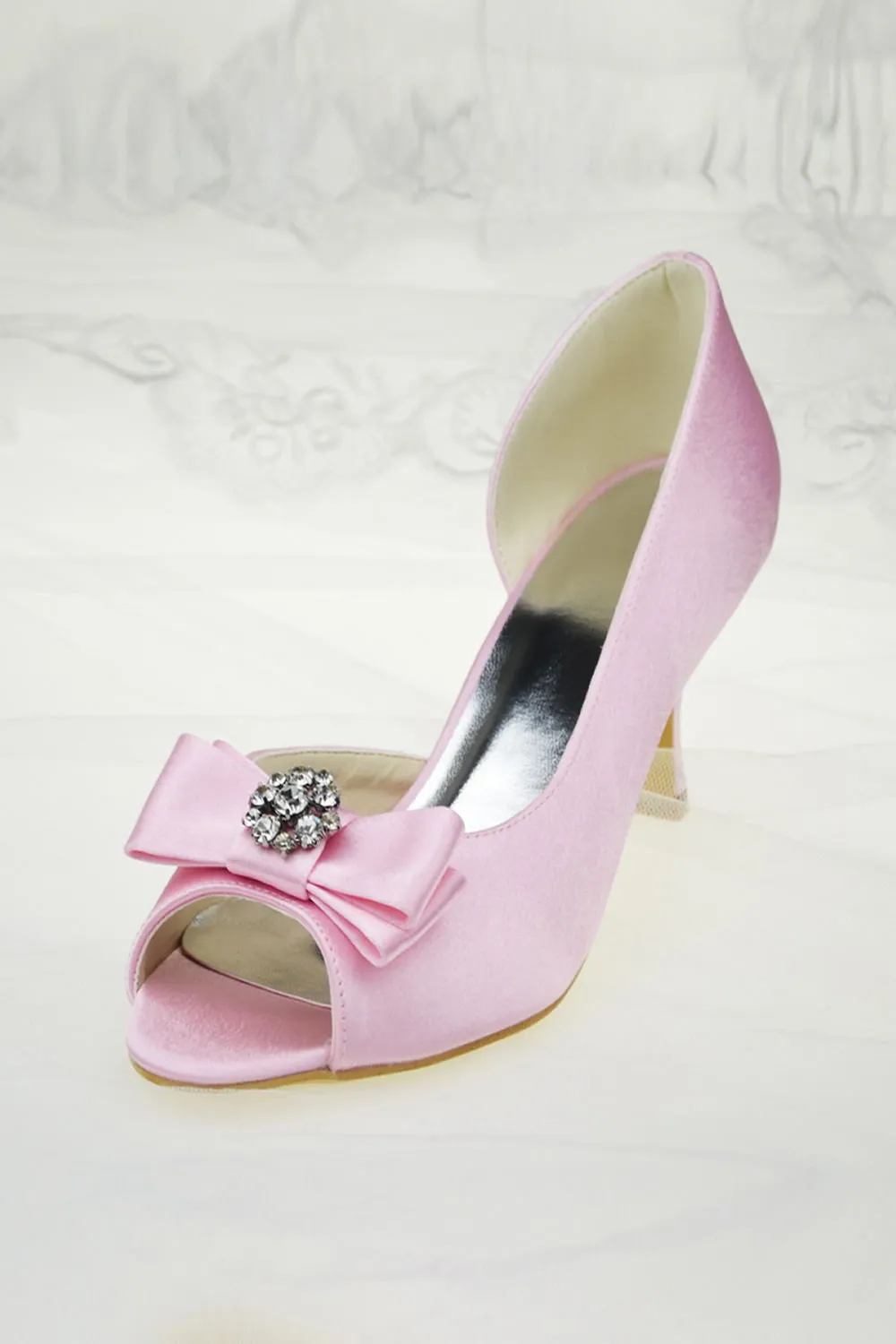 Pink Peep Toe Wedding Shoes Bridesmaid Shoes S57