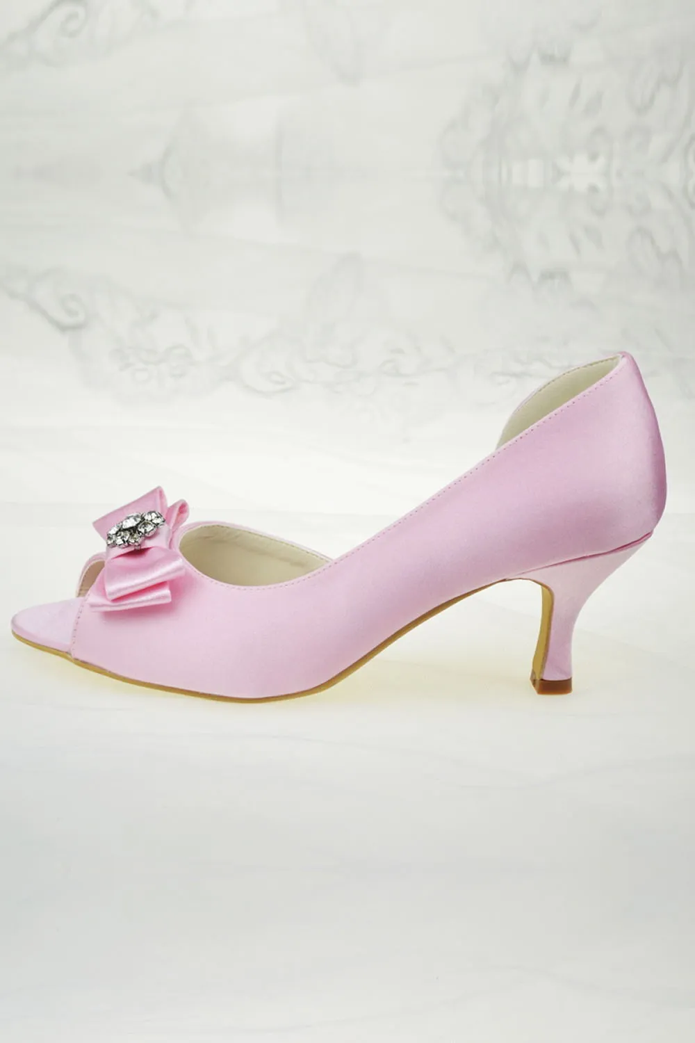 Pink Peep Toe Wedding Shoes Bridesmaid Shoes S57