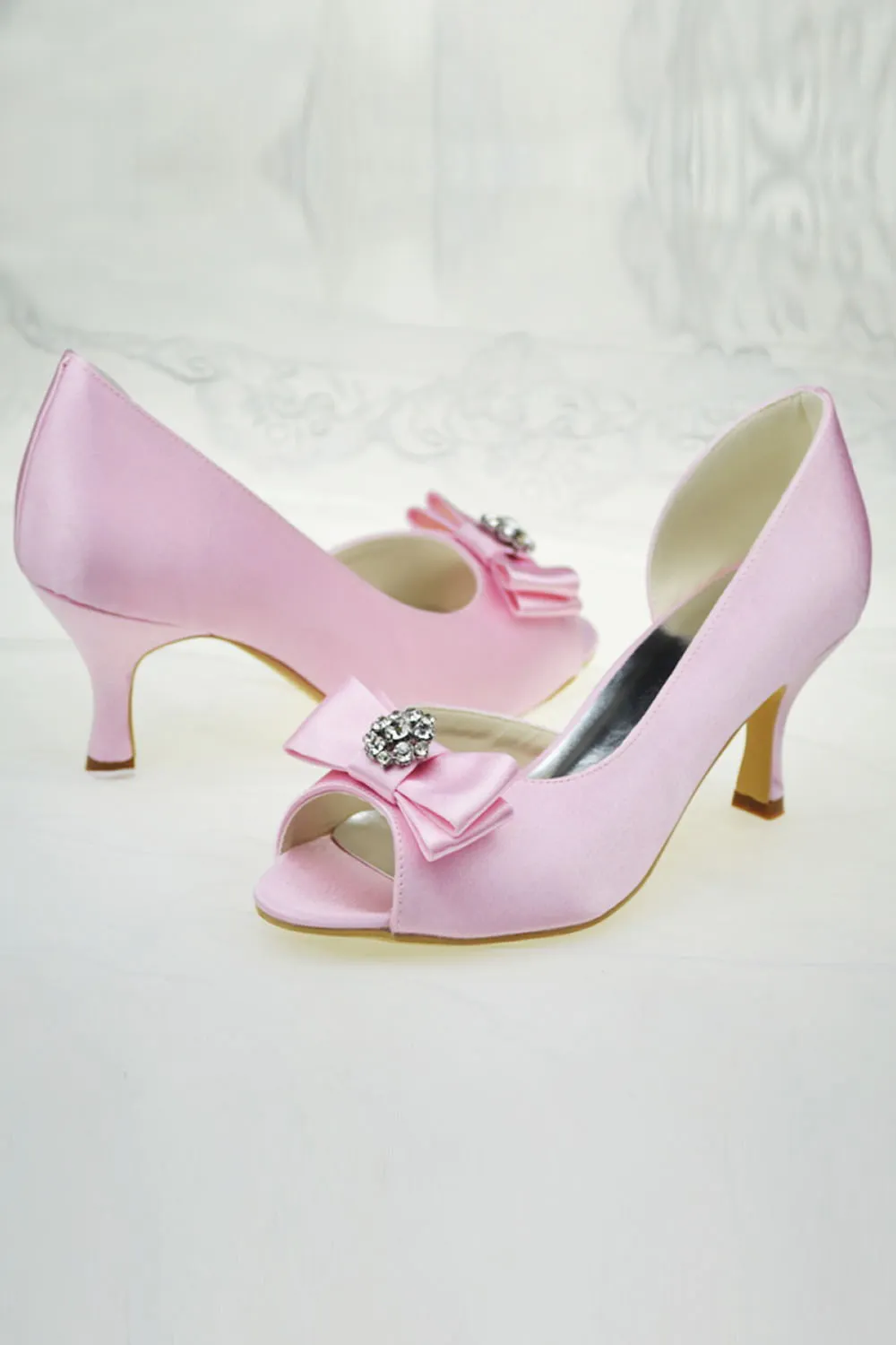 Pink Peep Toe Wedding Shoes Bridesmaid Shoes S57