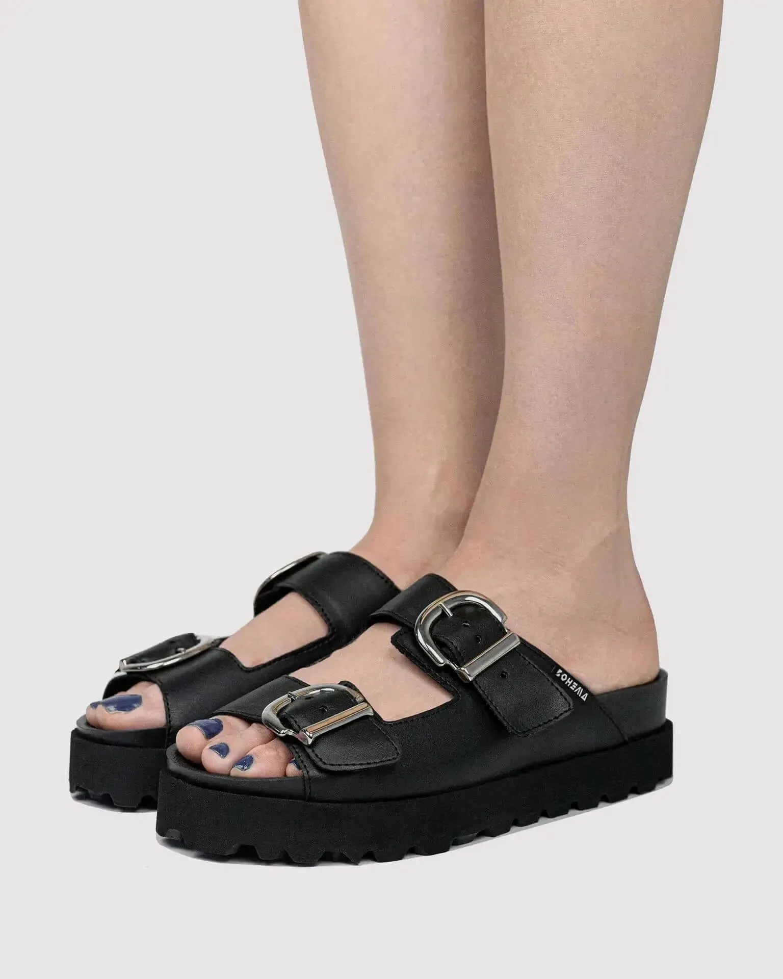 PRE-ORDER Vegan Buckle Slides Nopal made of cactus leather by Bohema