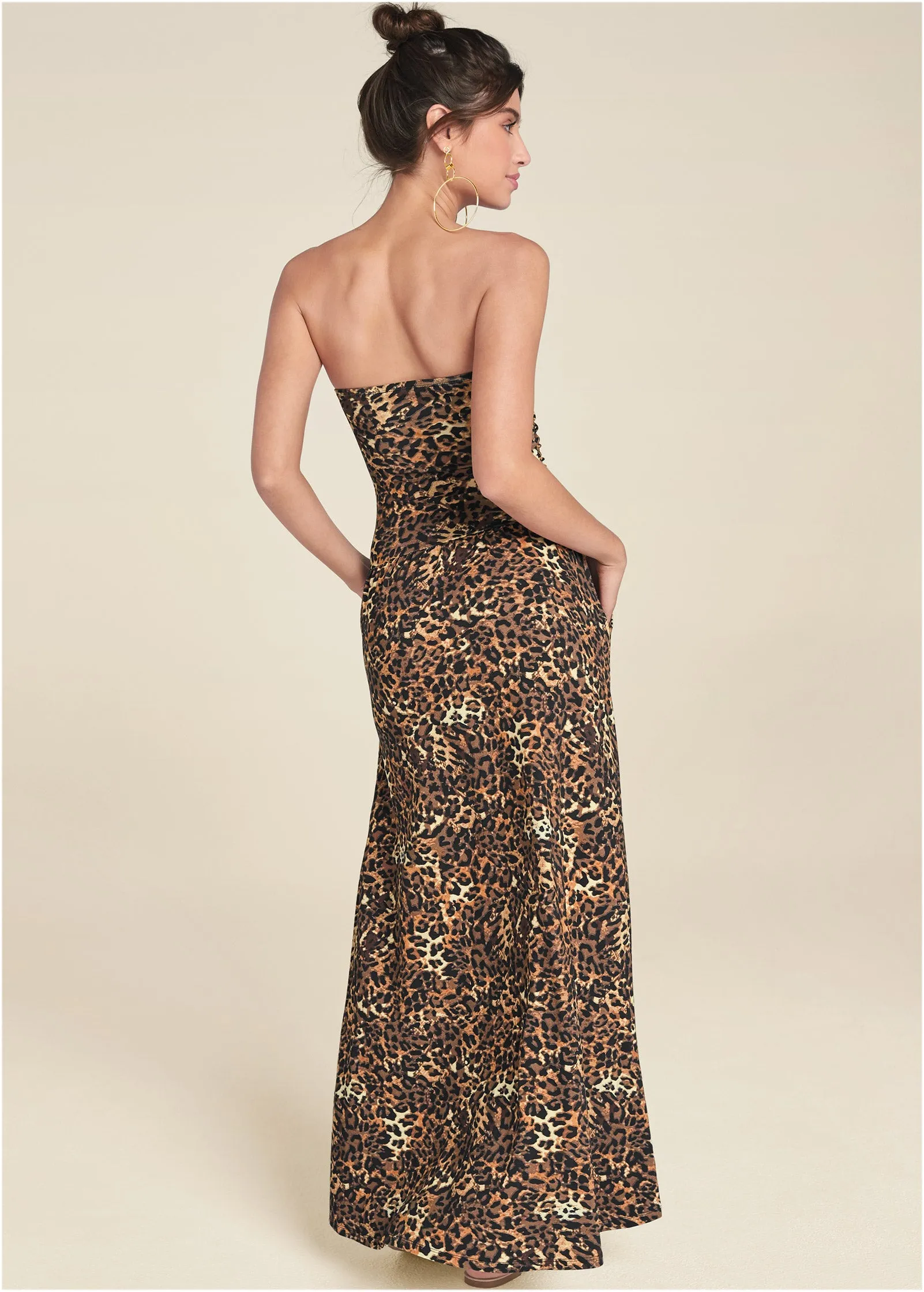 Printed Maxi Dress - Brown Multi