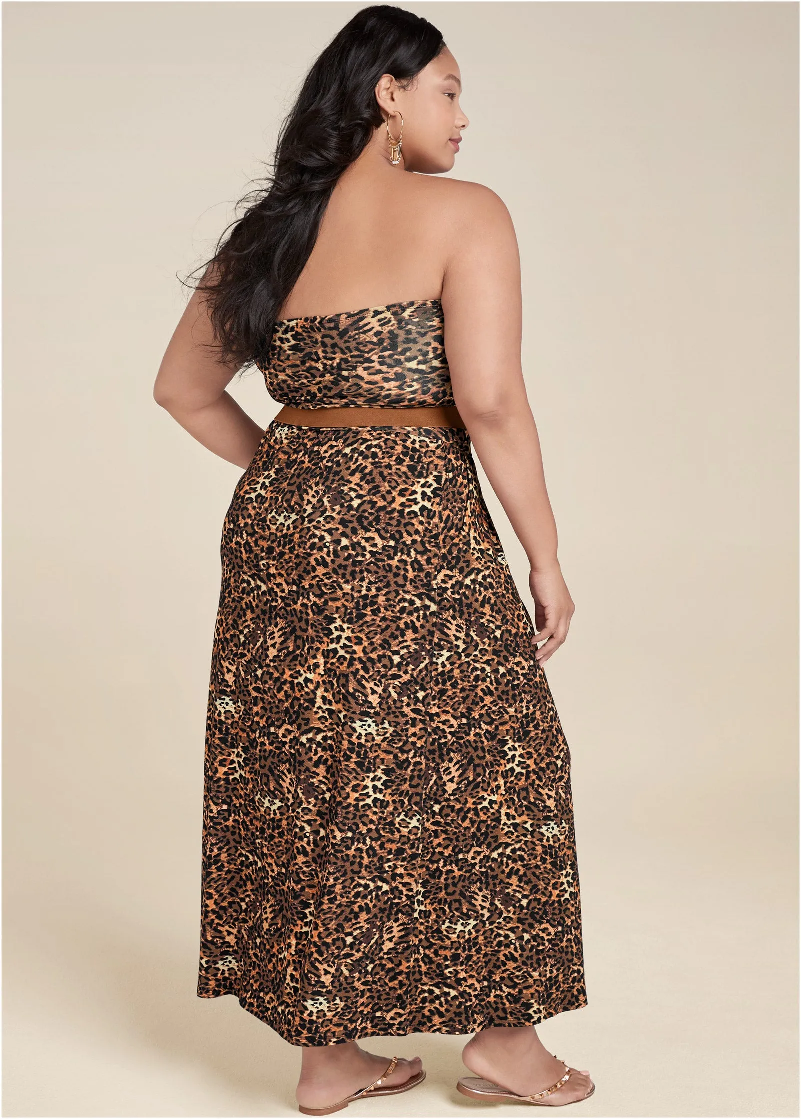 Printed Maxi Dress - Brown Multi