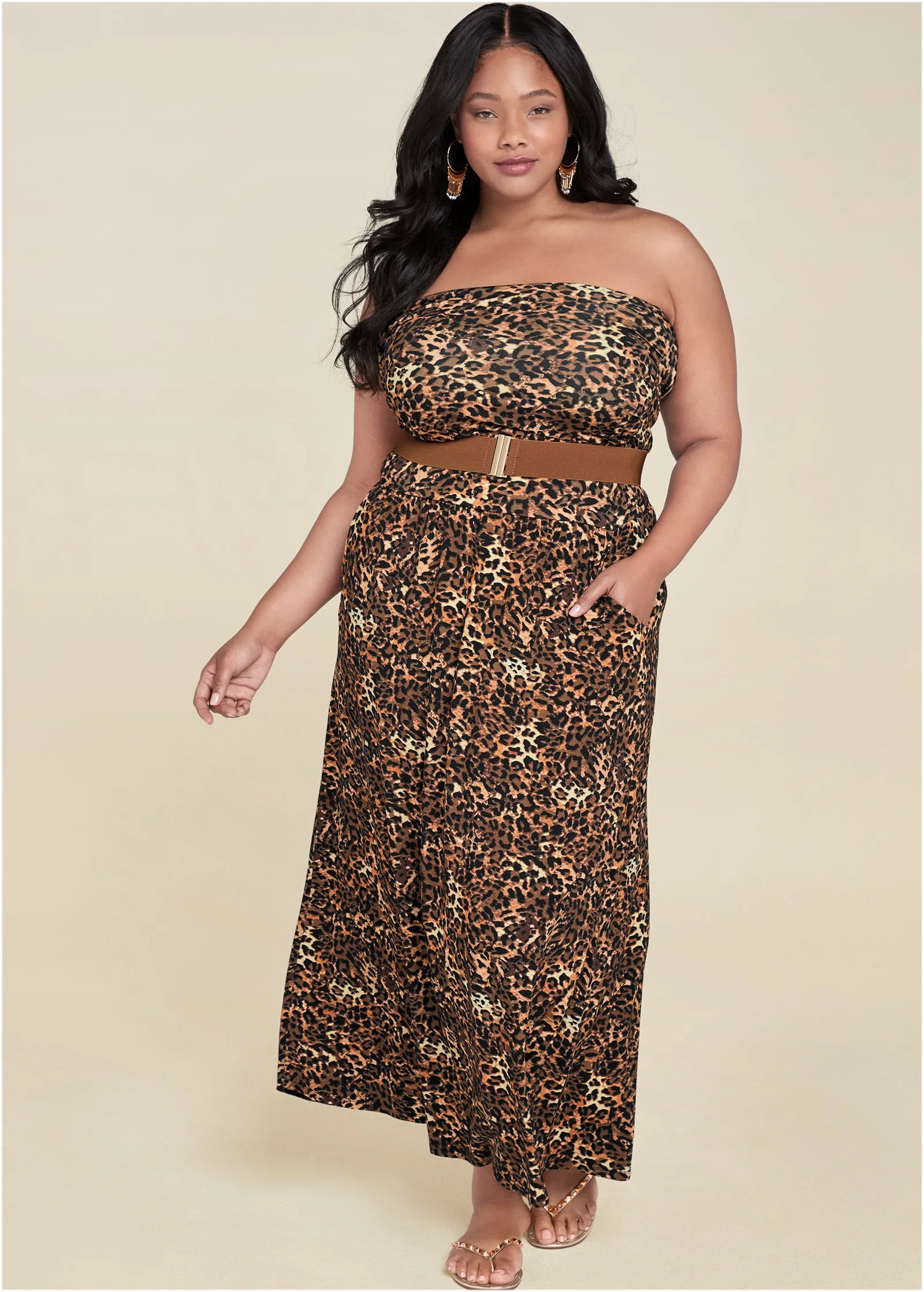 Printed Maxi Dress - Brown Multi