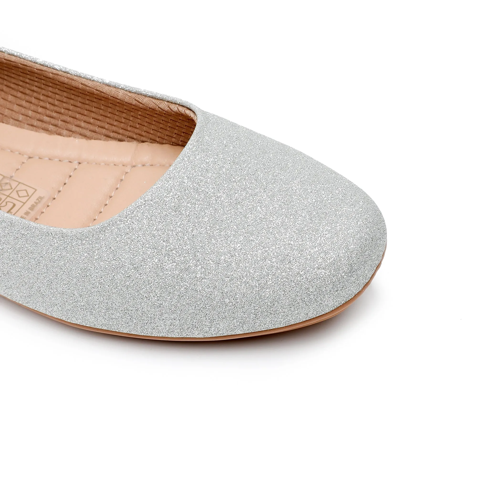 "Sparkle in Comfort: Piccadilly Glitter Silver Slip-On Ballerina Shoes" (122.005)