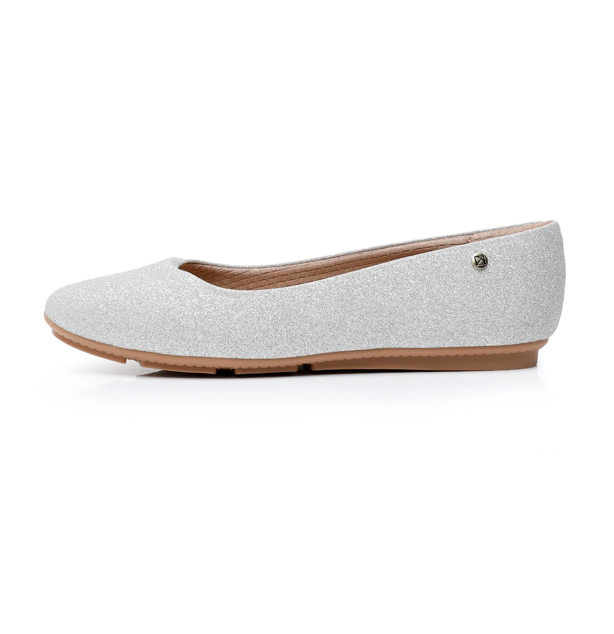 "Sparkle in Comfort: Piccadilly Glitter Silver Slip-On Ballerina Shoes" (122.005)