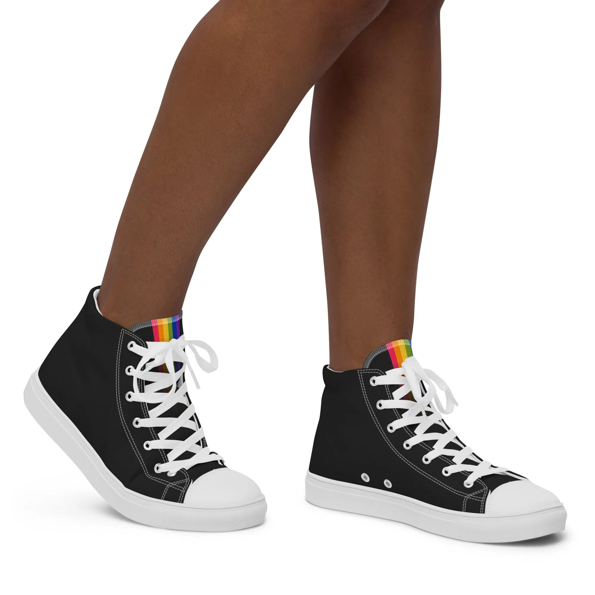 Rainbow Pride Black High Top Trainers (female sizes)