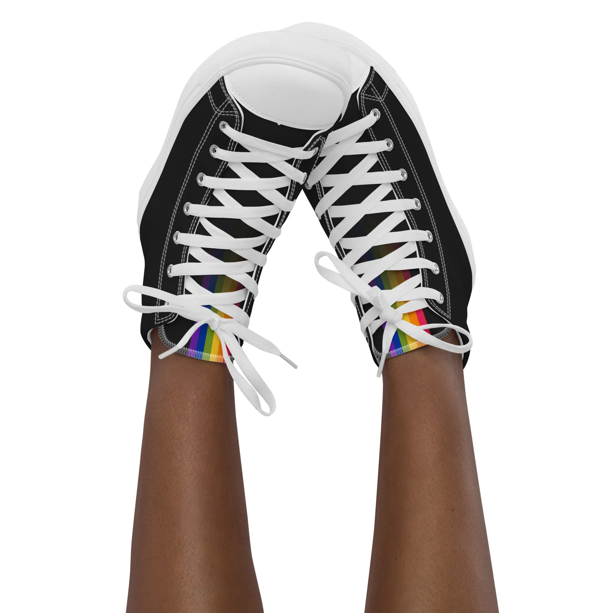 Rainbow Pride Black High Top Trainers (female sizes)