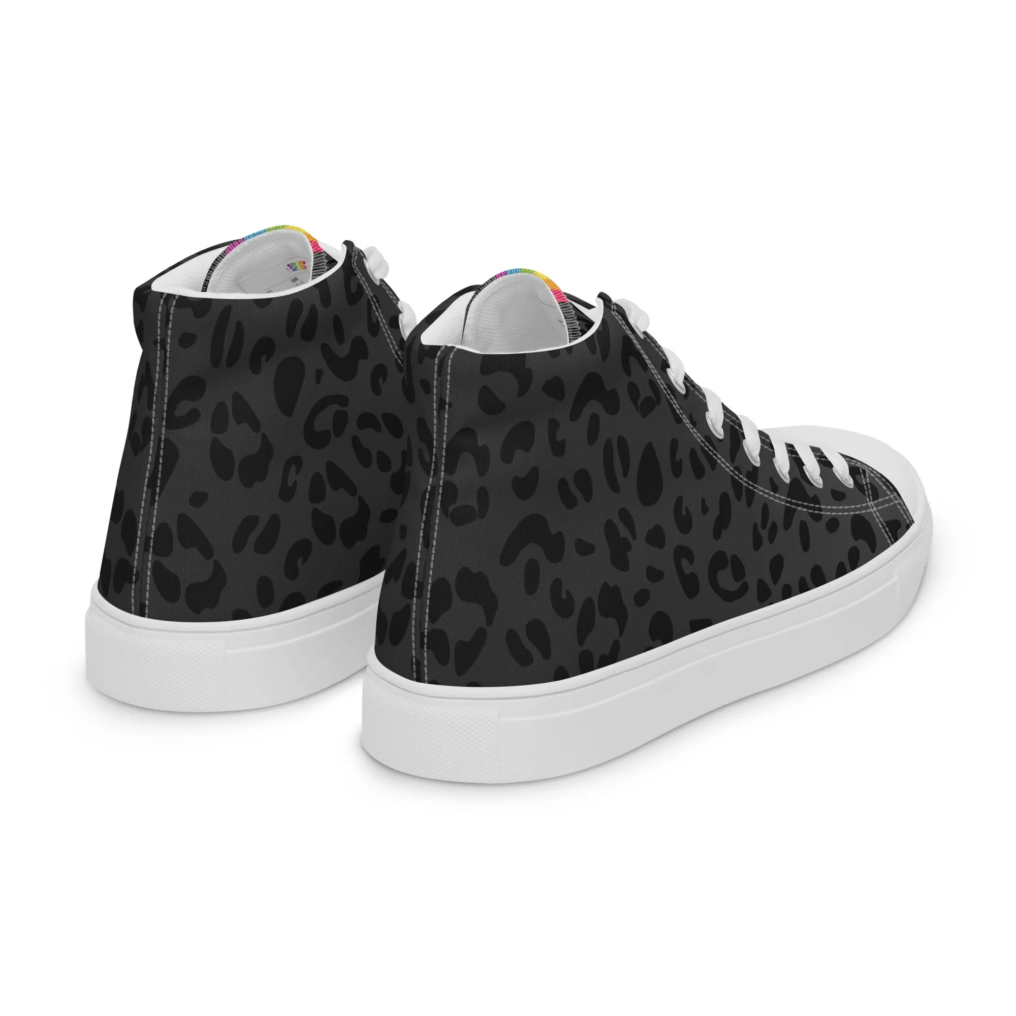 Rainbow Pride Flash Black Leopard High Top Trainers (female sizes)