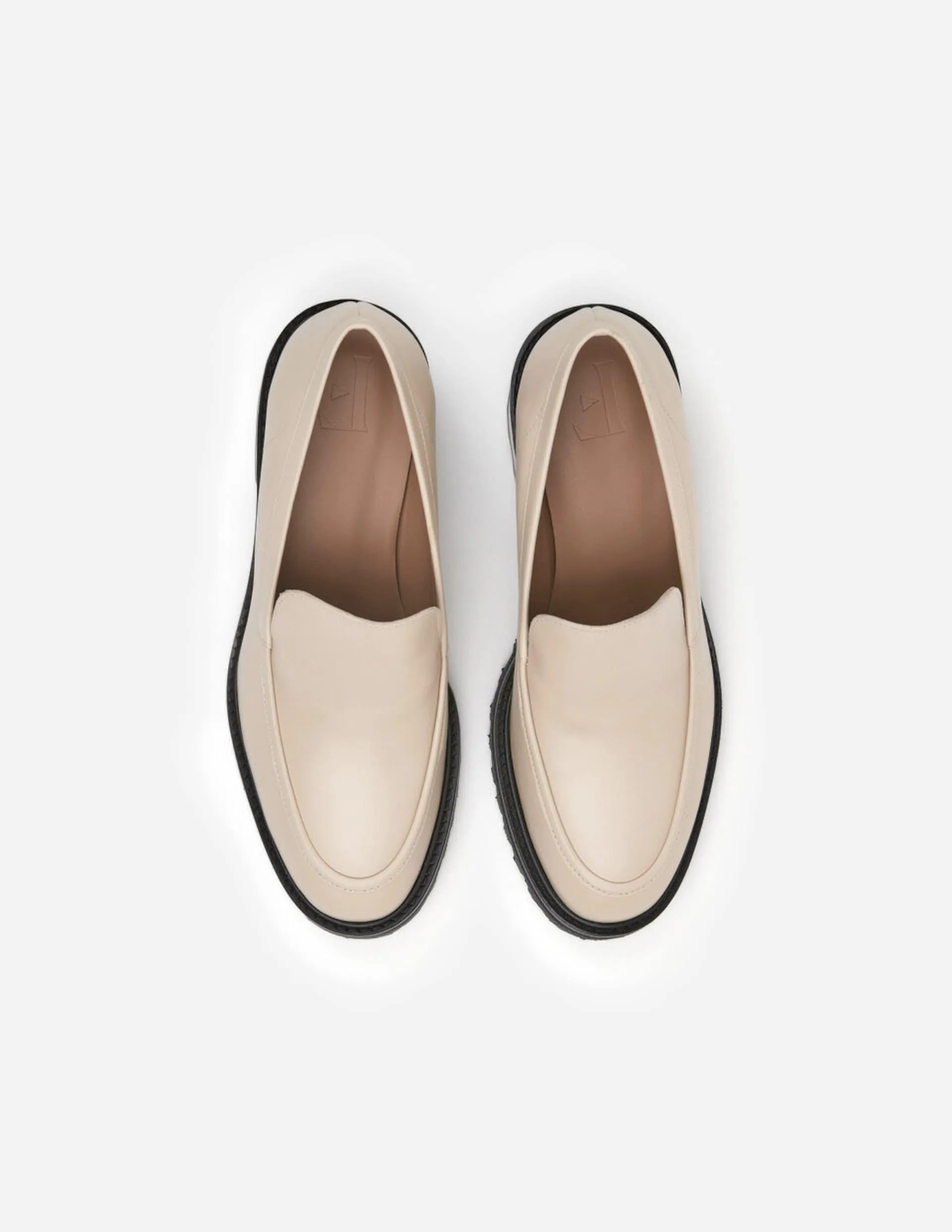 Saga Creme Leather Heeled Loafers