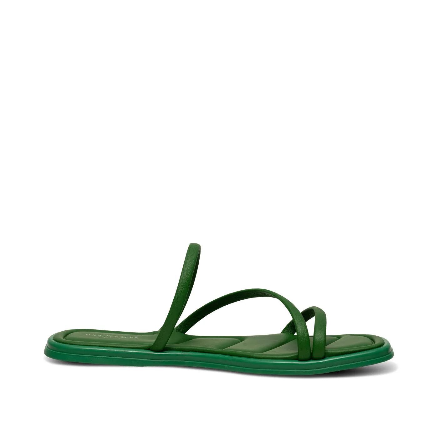 Selena sandal med rem i læder - GREEN