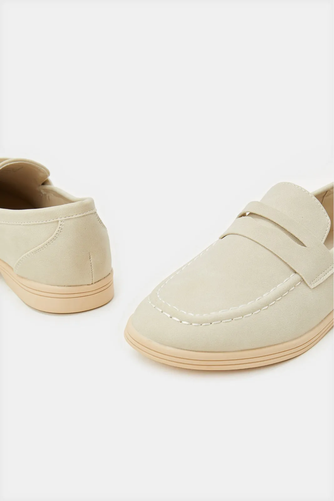 Senior Boys Beige Penny Loafers