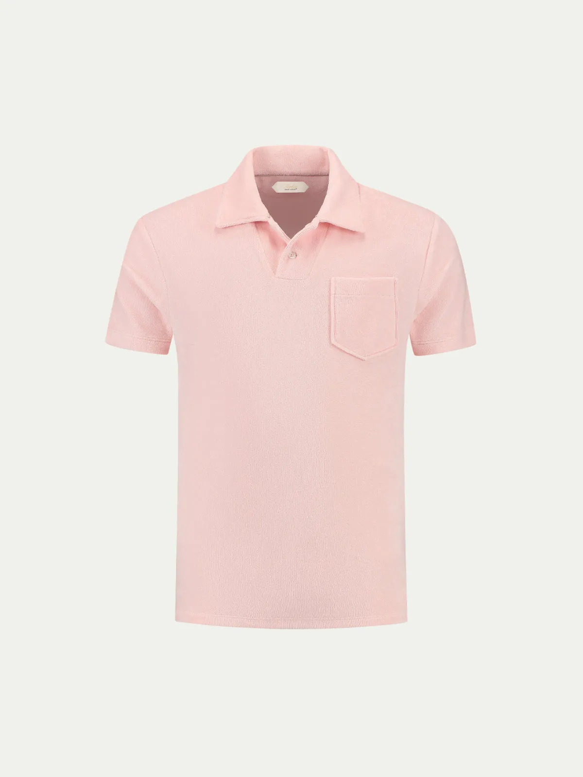 Soft Pink Terry Towelling Polo Shirt