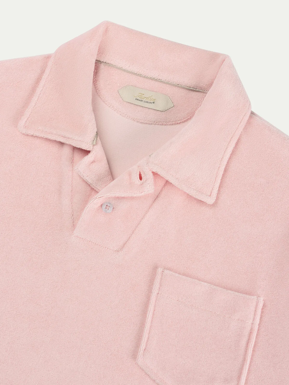 Soft Pink Terry Towelling Polo Shirt