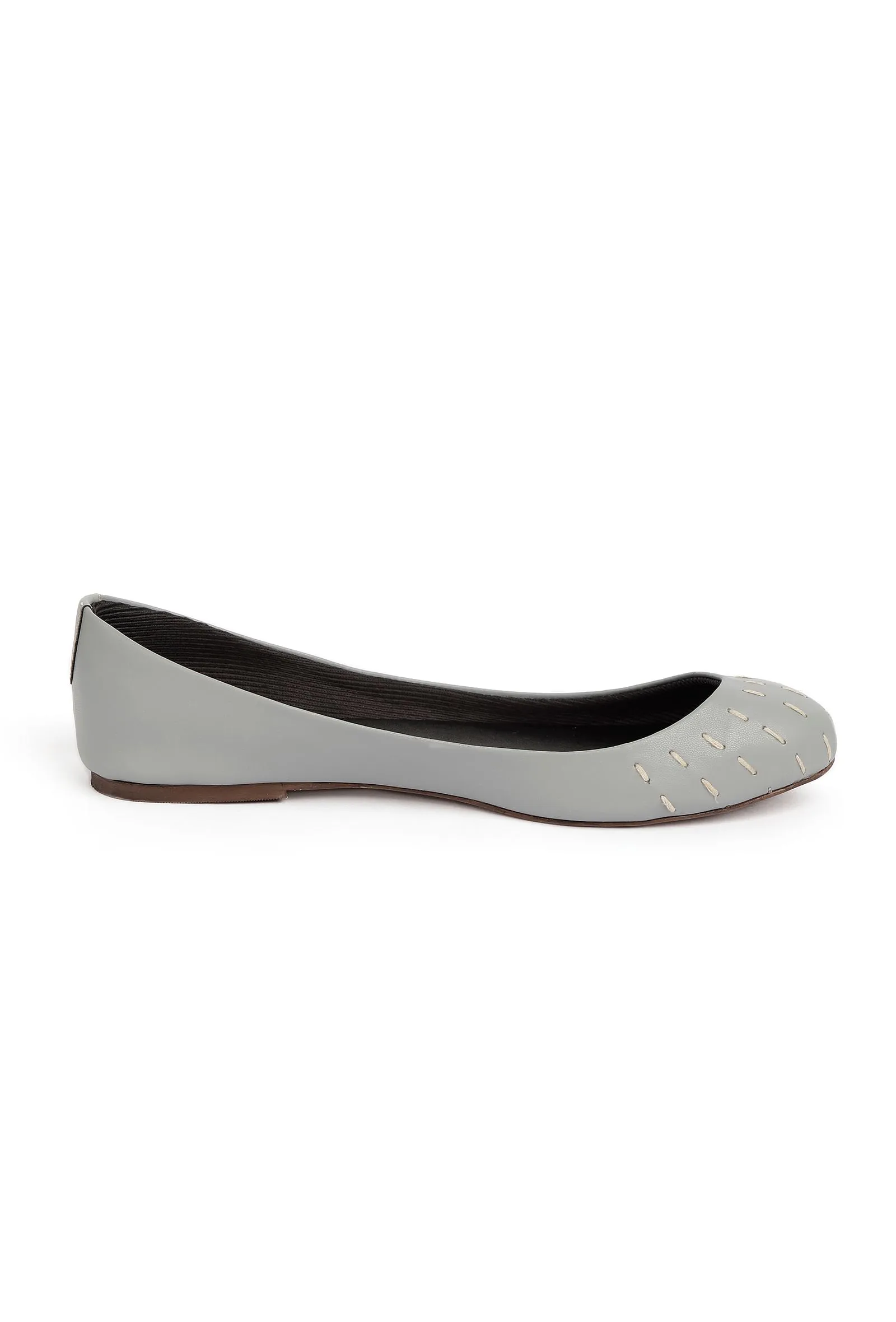 Steel Grey Cruelty Free Leather Flat Ballerinas