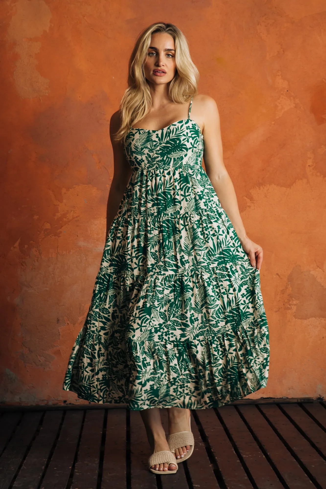 SUMMER GARDEN MAXI DRESS - GREEN / WHITE