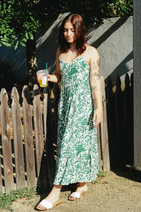 SUMMER GARDEN MAXI DRESS - GREEN / WHITE