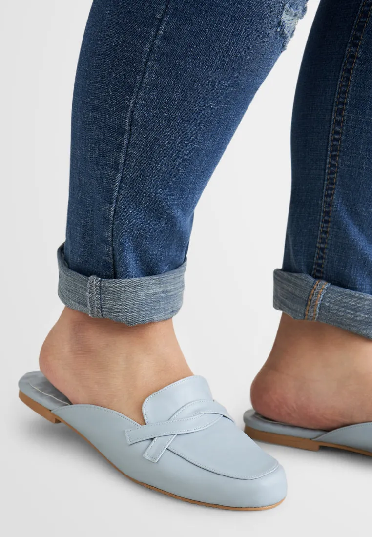 Sylvia Cute Slip On Loafers - Light Blue