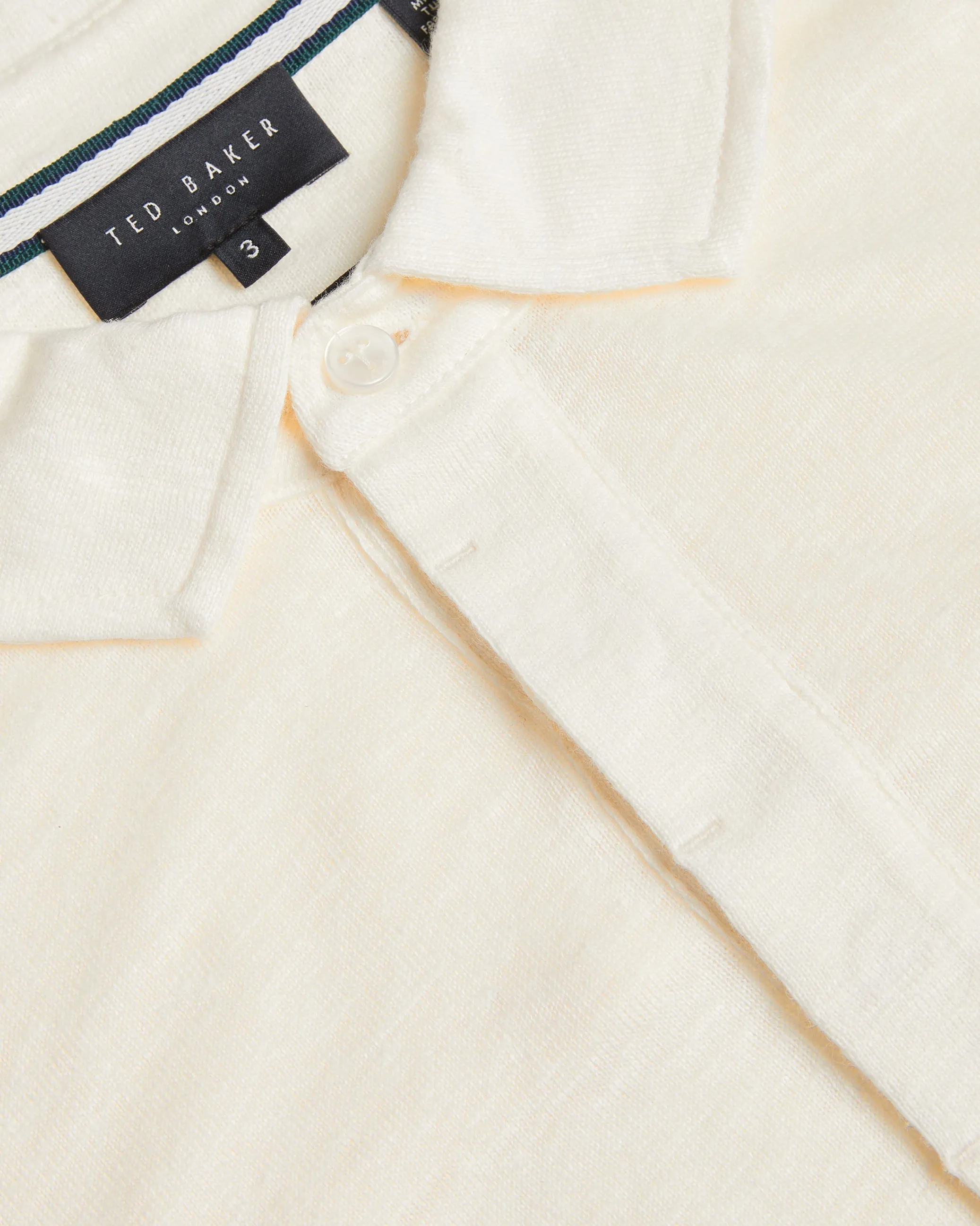 Taron Ls Regular Button Through Polo Ecru