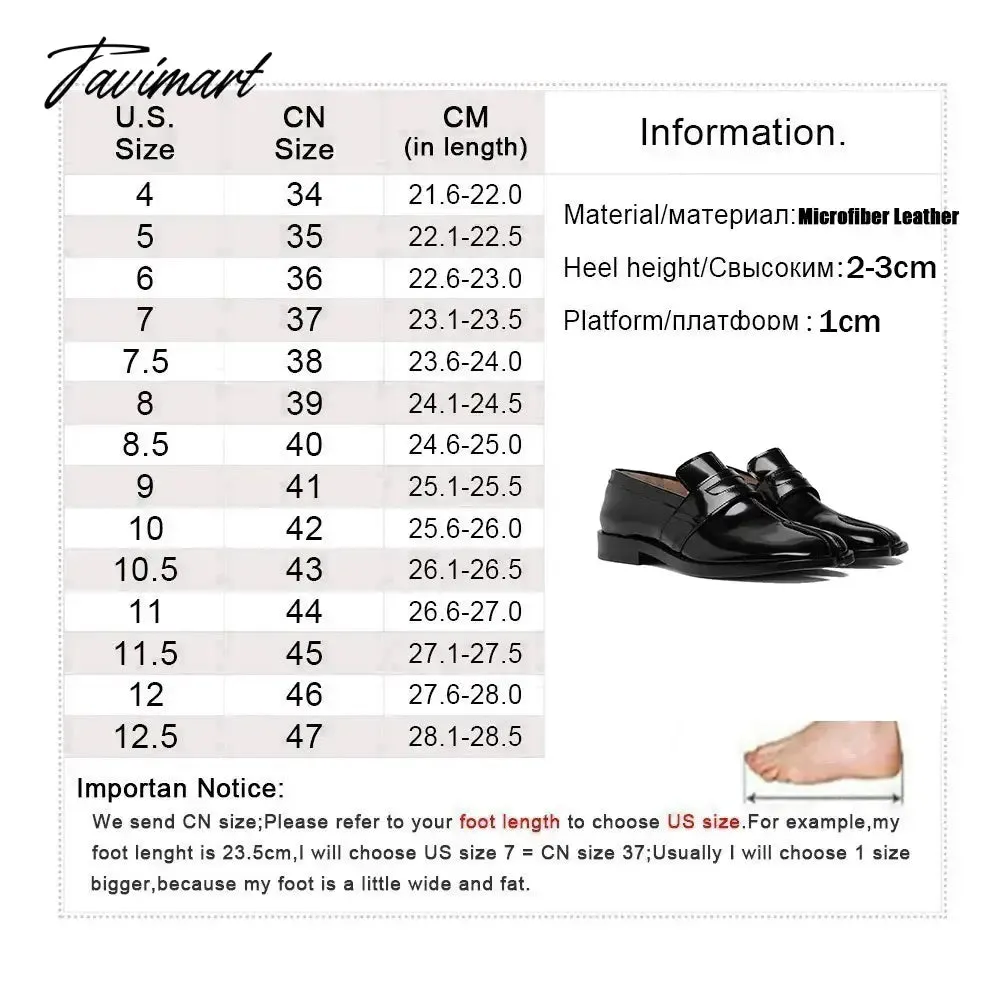 Tavimart New Black Tabi Shoes Women Split Toe Flats Woman Pig Hoof Shoes chaussure femme Leisure Loafers Woman Fashion zapatos de mujer