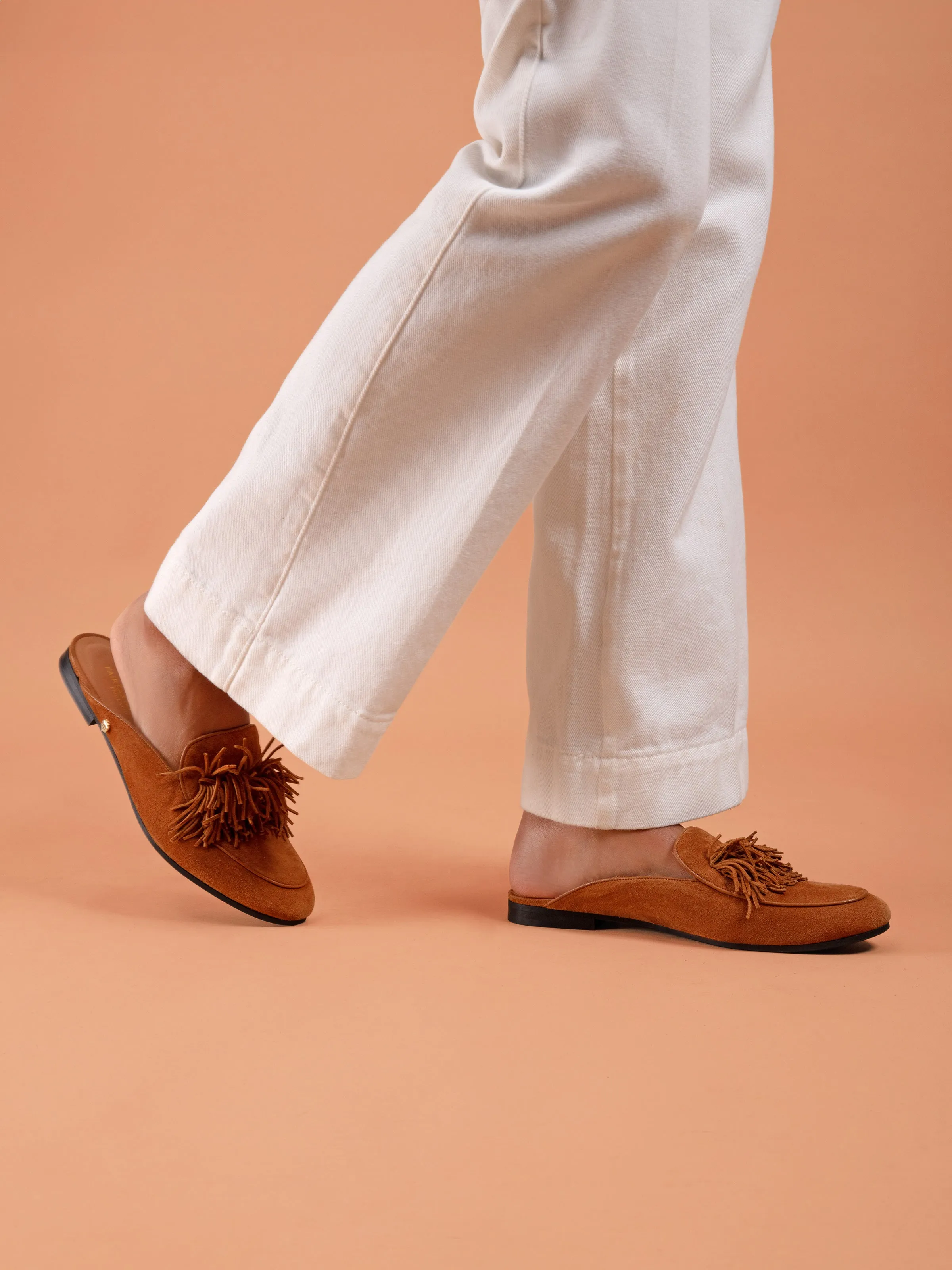 Tuddenham Fringed Mule - Tan Suede