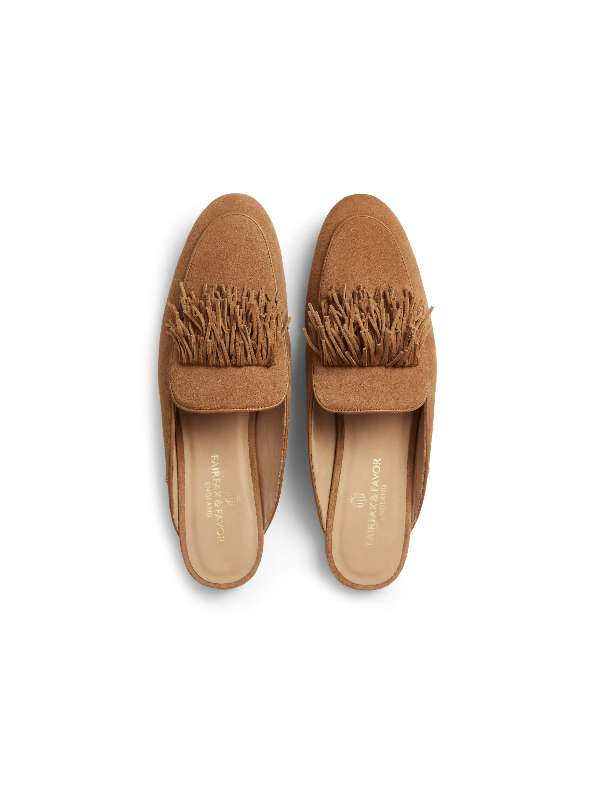 Tuddenham Fringed Mule - Tan Suede