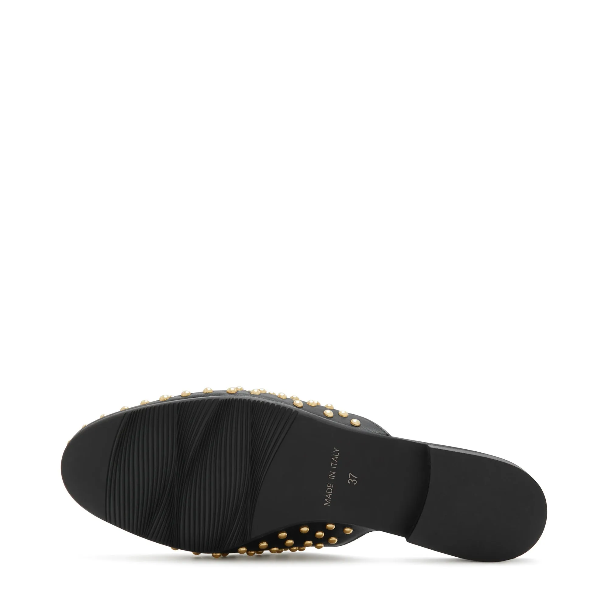 Vendôme Fleur black calfskin leather studded slipper loafers