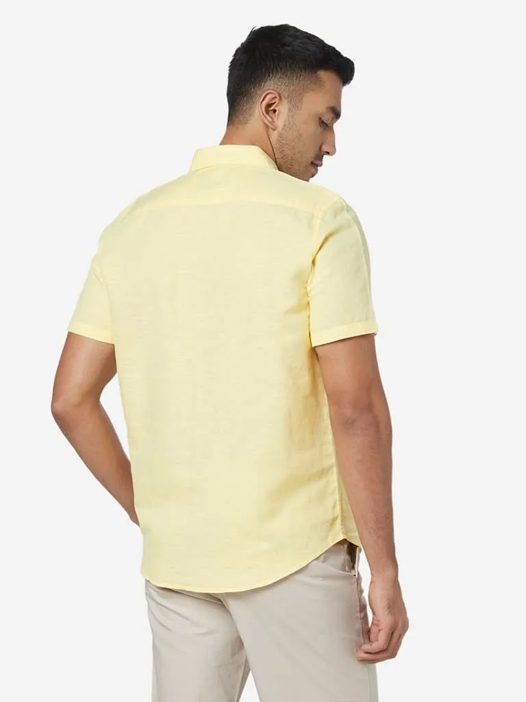 WES Casuals Yellow Slim-Fit Shirt