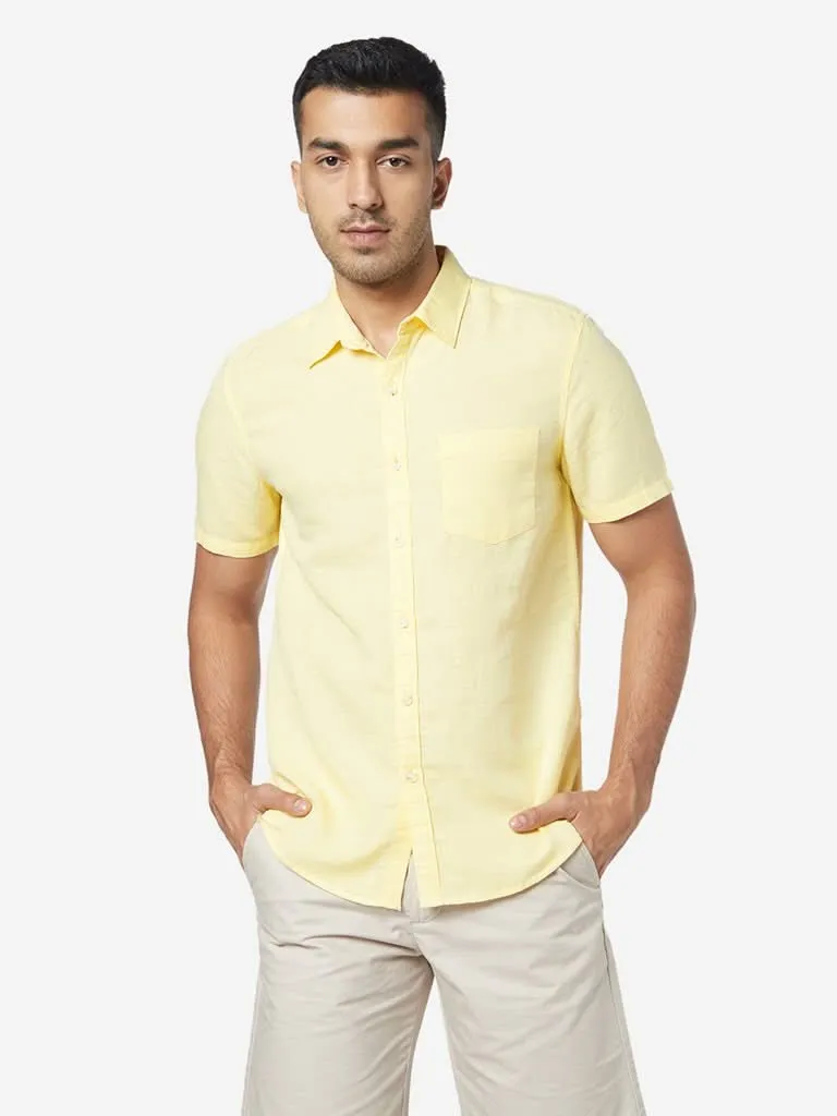 WES Casuals Yellow Slim-Fit Shirt