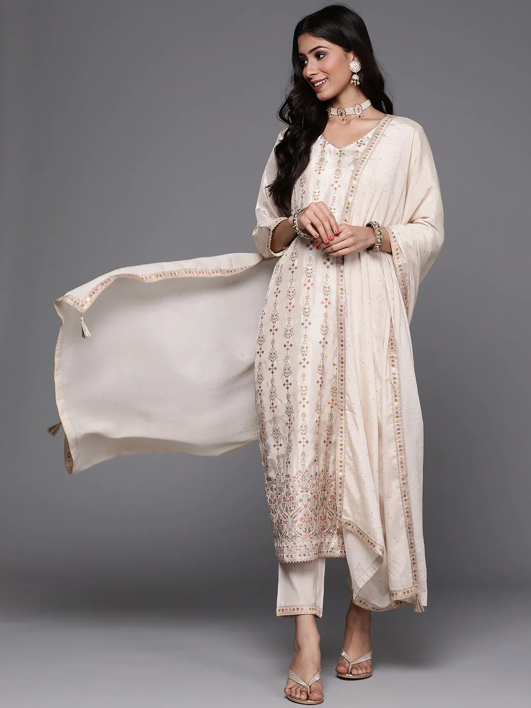 Women's Ethnic Motifs Regular Kurta with Trousers & Dupatta