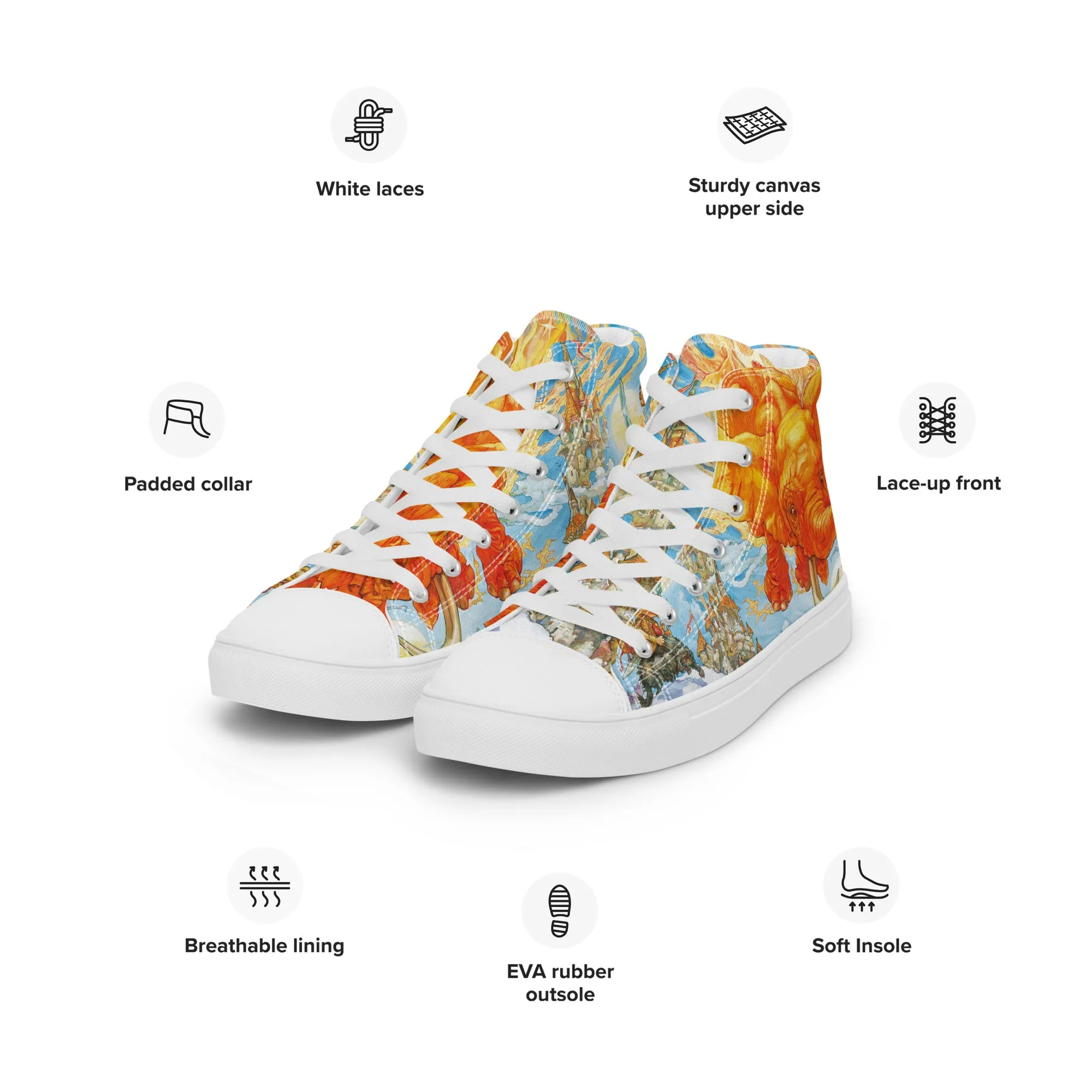 Women’s Fifth Elephant High Top Canvas Shoes - Free Shipping! *US SIZES SHOWN! USE CHART!