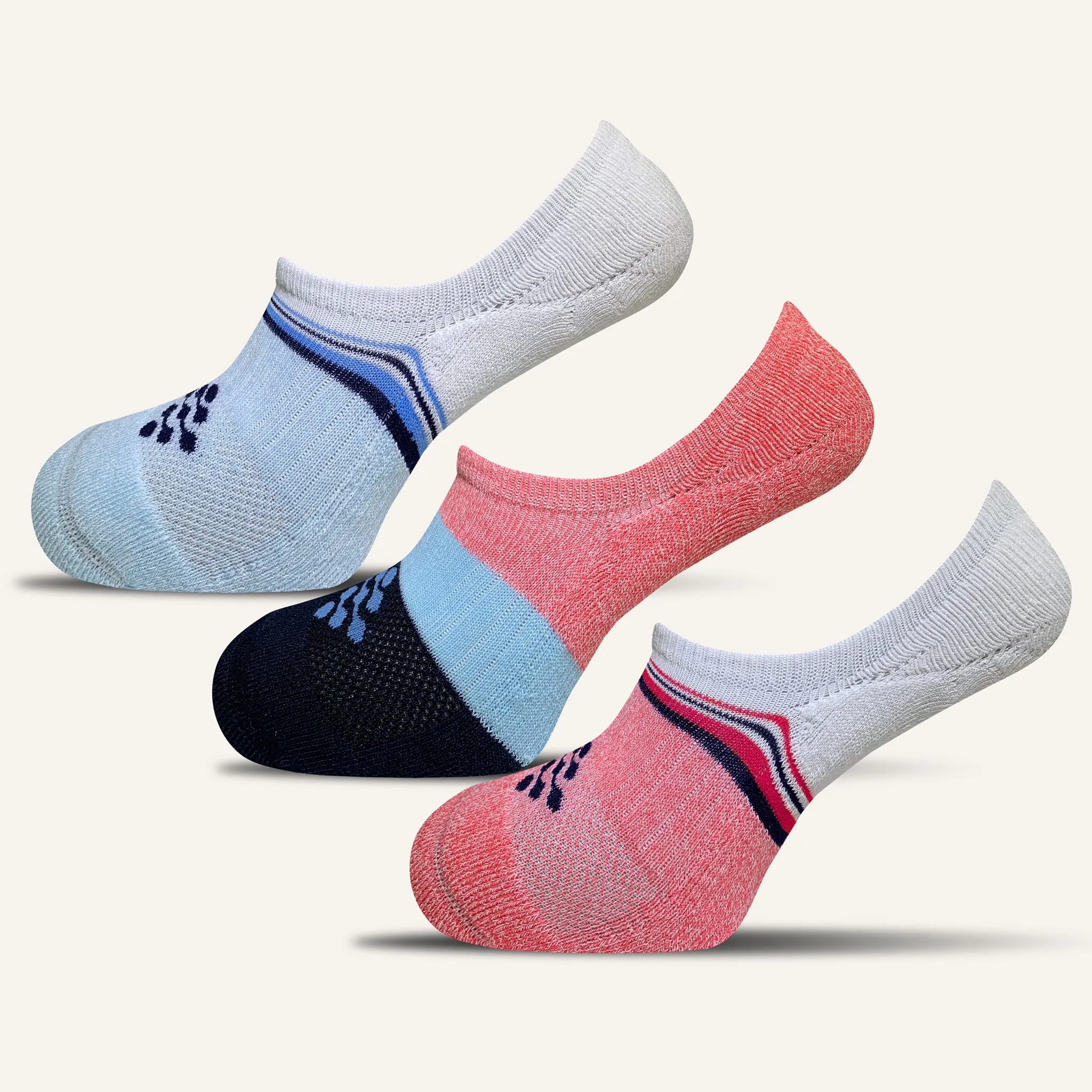 Women's Hidden No Show Socks- 3 Pair