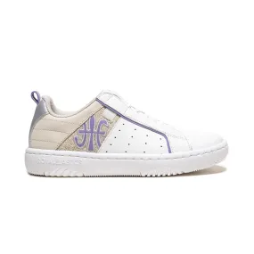 Women's Icon 2.0 White Purple Logo Leather Sneakers 96533-006